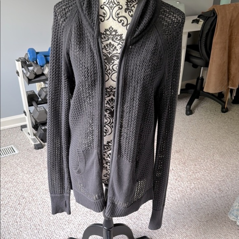 Athleta dark grey hoodie zip up sweater size XL